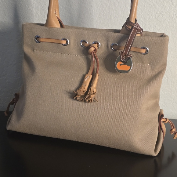 Dooney & Bourke Tassel Canvas/ Leather Satchel - Picture 6 of 12